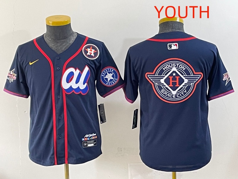 Youth 2025 Houston Astros Blank Drak Blue All star Nike MLB Jersey style 004